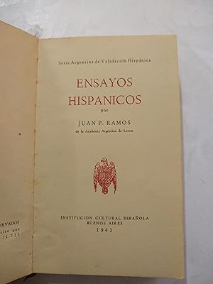 Immagine del venditore per Ensayos hispanicos venduto da Libros nicos