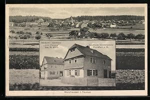 Ansichtskarte Merzhausen i. Taunus, Panorama, Bäckerei-Gasthaus Zur Sonne, Landheim Schillerschule