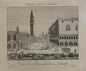 Der Sct. Marcusplatz in Venedig / Namestj sw. Marka w. Benatkach. Kupferstich um 1830, 12,5 x 16,...