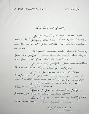 Imagen del vendedor de Lettre autographe signe a la venta por Librairie Trois Plumes