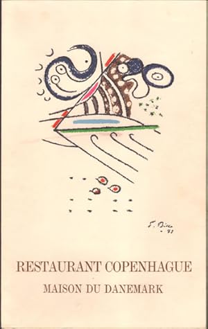 Menu cover with original lithograph by Ejler Bille for Restaurant Copenhague - Maison du Danemark...