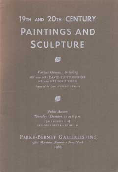 19th and 20th Century Paintings and Sculpture, 1968. Auction #2778. Lot #s 1-81.