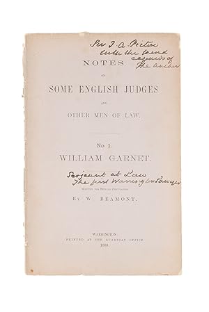 Notes on Some English Judges and Other Men of Law: No 1 William Garnet