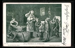 Bild des Verkufers fr Ansichtskarte Jung Deutschland in Waffennoth, la revision des armes zum Verkauf von Bartko-Reher