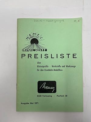 Bild des Verkufers fr Preisliste ber Kleinstprofile Werkstoffe und Werkzeuge fr den Eisenbahn-Modellbau Ausgabe Mai 1971 zum Verkauf von Antiquariat REDIVIVUS