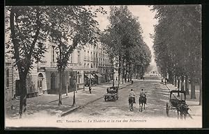 Carte postale Versailles, Le Théâtre et la rue des Réservoirs