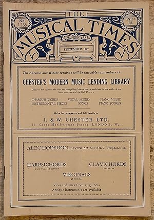 Image du vendeur pour The Musical Times September 1947 No.1255 / Frank Walker ""'Ghasel' A Song Wrongly Attributed To Hugo Wolf" / W R Anderson "Round About Radio" / Sheet Music for "Have you seen but a bright lily grow?" by Ernest Bullock/Ben Jonson / Gilbert Benham "The Organ In St Paul's Cathedral, London" / Organ Recital Notes / Seventeenth-Century Music at Cambridge / J R Hands "Graz Musical Festival 1947" mis en vente par Shore Books