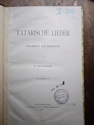 Tatarische Lieder Gesammelt und Übersetzt