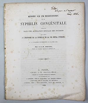 Mémoire sur une manifestation de la syphilis congénitale consistant dans une altération spéciale ...