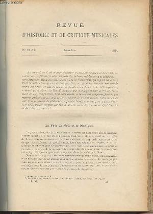 Seller image for Revue d'histoire et de critique musicales - 1re anne - N11-12, dc. 1901 - La fte de Nol et la musique (Dom Hugues Gaisser, O.S.B.) - Une nouvelle histoire de la musique - Notice sur deux Manuscrits de Musique de Luth, de la Bibliothque de Vesoul (Mi for sale by Le-Livre