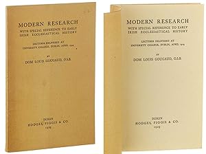Image du vendeur pour Modern research. With special reference to early Irish ecclesiastical history; lectures delivered at University College, Dublin, April 1929. mis en vente par Antiquariat Lehmann-Dronke