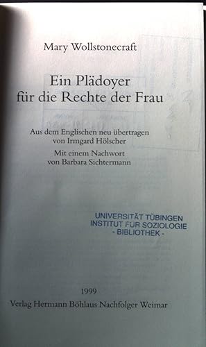 Seller image for Ein Pldoyer fr die Rechte der Frau. for sale by books4less (Versandantiquariat Petra Gros GmbH & Co. KG)
