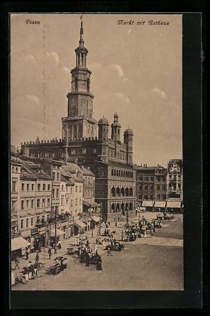 Ansichtskarte Posen, Markt mit Rathaus