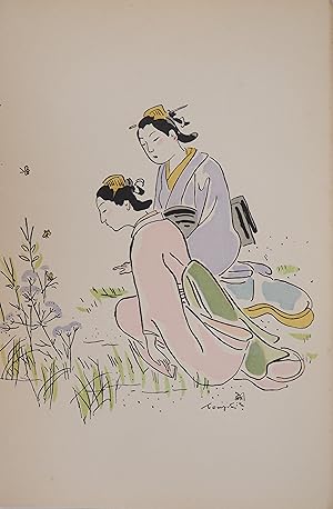 Immagine del venditore per Tsuguharu Lonard FOUJITA : Geishas dans un jardin, Gravure originale signe venduto da Artfever