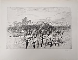 Seller image for CLAIRIN Pierre-Eugne : Vue de Paris sur la montagne Saint-Genevive, Gravure originale signe for sale by Artfever
