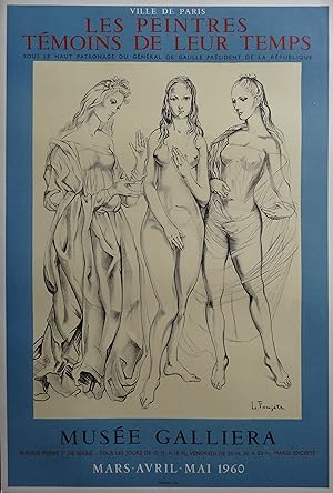 Seller image for Tsuguharu Lonard FOUJITA : Les trois Graces : La Jeunesse (Galliera 1960), Affiche en lithographie originale signe for sale by Artfever