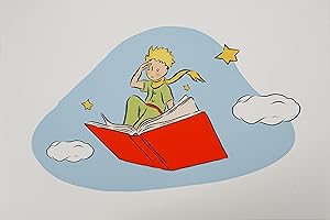 Image du vendeur pour Antoine DE SAINT-EXUPERY : Le Petit Prince rve avec les livres, Lithographie mis en vente par Artfever