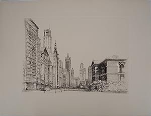 Seller image for Donald Shaw MACLAUGHLAN : Chicago : Michigan Avenue n1, Gravure originale signe for sale by Artfever