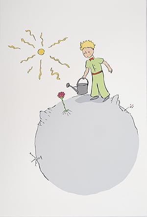 Image du vendeur pour Antoine DE SAINT-EXUPERY : Le Petit Prince arrose sa rose, Lithographie mis en vente par Artfever