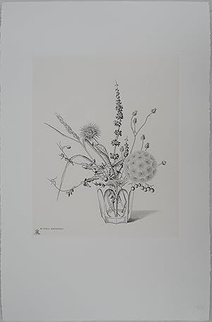 Seller image for Kiyoshi HASEGAWA : Fleurs des champs dans un verre (automne), Gravure originale for sale by Artfever