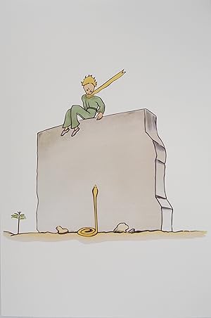 Image du vendeur pour Antoine DE SAINT-EXUPERY : Le Petit Prince et le serpent, Lithographie mis en vente par Artfever