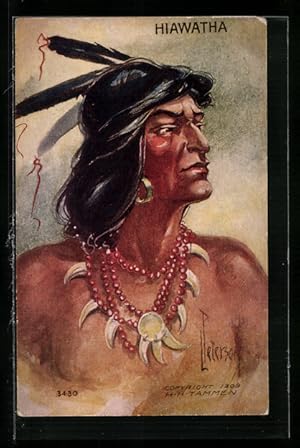 Künstler-Ansichtskarte Indian Warrior of Hiawatha