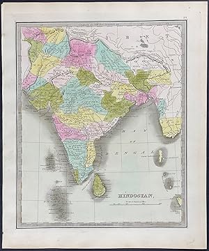 Image du vendeur pour Map of Hindoostan or India mis en vente par Trillium Antique Prints & Rare Books