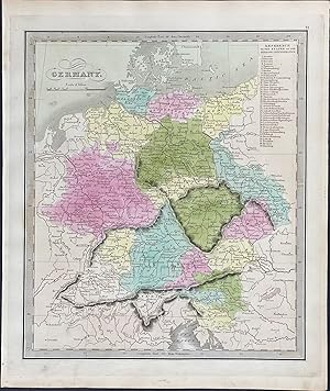 Image du vendeur pour Map of Germany mis en vente par Trillium Antique Prints & Rare Books