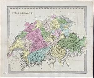 Image du vendeur pour Map of Switzerland mis en vente par Trillium Antique Prints & Rare Books