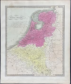 Image du vendeur pour Map of Belgium & Holland mis en vente par Trillium Antique Prints & Rare Books