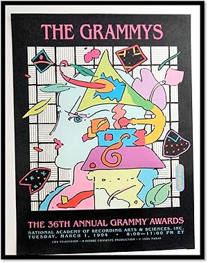 Peter Max Original 36th Annual Grammy Awards Glossy Lithographic Poster. 1994