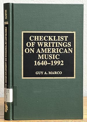 Imagen del vendedor de CHECKLIST Of WRITINGS On AMERICAN MUSIC 1640 - 1992 a la venta por Tavistock Books, ABAA