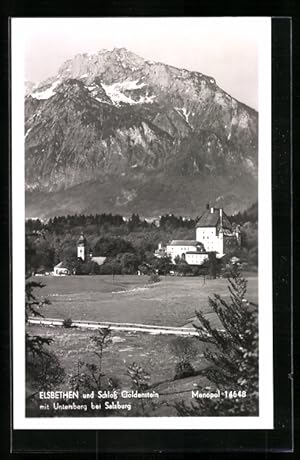 Ansichtskarte Elsbethen, Ortsansicht mit Schloss Goldenstein mit Untersberg