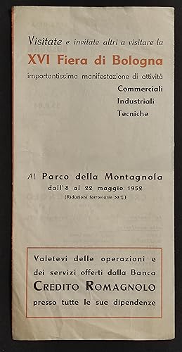 Depliant XVI Fiera Bologna - Parco Montagnola - 1952