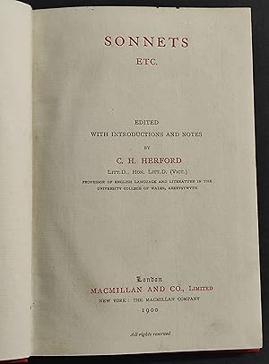 Shakespeare Sonnet Etc. - C. H. Herford - Ed. Macmillan - 1900