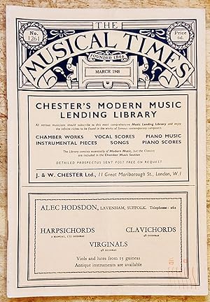 Seller image for The Musical Times March 1948 No.1261 / Colin Mason "Benjamin Britten" / Gramophone Notes / W R Anderson "Round About Radio" / Church And Organ Music / London Concerts / The State as Music Critic / The Operatic Repertory in Italy (M13) for sale by Shore Books