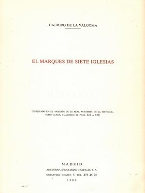 Imagen del vendedor de El Marqus de Siete Iglesias a la venta por Boxoyo Libros S.L.