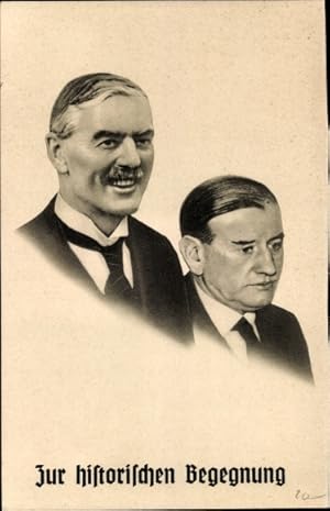 Ansichtskarte / Postkarte Historische Begegnung, Édouard Daladier und Neville Chamberlain, Politiker