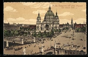 Bild des Verkufers fr Ansichtskarte Berlin, Lustgarten mit dem altem Museum und neuem Dom zum Verkauf von Bartko-Reher