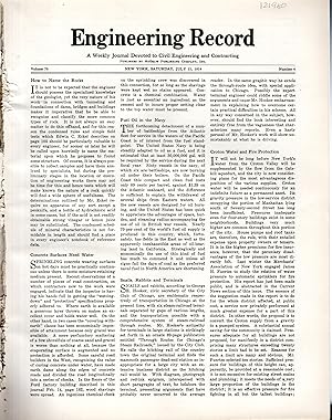 Immagine del venditore per Engineering Record: A Weekly Journal Devoted to Civil Engineering and Contracting; Volume 70, No. 4: July 25, 1914 venduto da Dorley House Books, Inc.