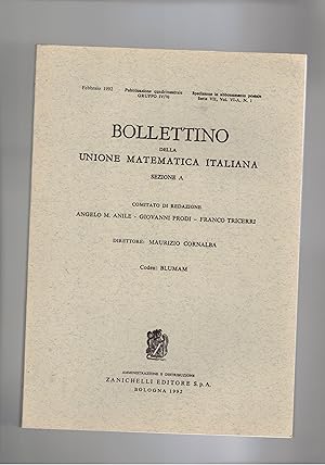 Seller image for Bollettino della unione matematica italiana, quadrimestrale. annata del 1992. Articoli nella lingua degli estensori. for sale by Libreria Gull
