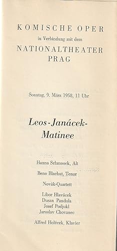 Bild des Verkufers fr Programmheft LEOS-JANACEK-MATINEE 9. Mrz 1958 Komische Oper zum Verkauf von Programmhefte24 Schauspiel und Musiktheater der letzten 150 Jahre