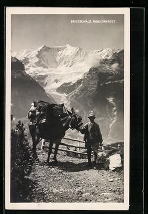 Ansichtskarte Grindelwald, Faulhornpost, Postpote in den Alpen