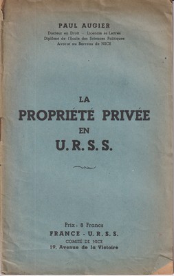 Seller image for La Propriete Privee en U.R.S.S. for sale by Kennys Bookshop and Art Galleries Ltd.