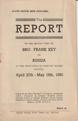 Seller image for The Report of the Recent Visit of Bro. Frank Key to Russia, &c. for sale by Kennys Bookshop and Art Galleries Ltd.