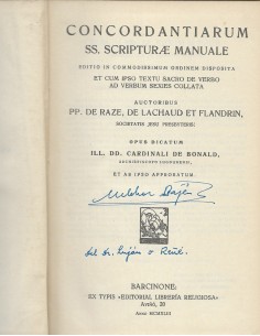 Seller image for CONCORDANTIARUM SS.SCRIPTURAE MANUALE for sale by Librovicios