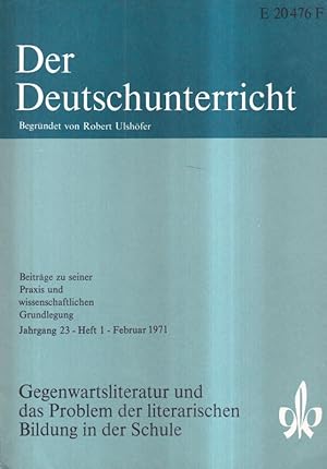 Bild des Verkufers fr Der Deutschunterricht 22.Jahrgang 1971, Heft 1 (1 Heft) zum Verkauf von Clivia Mueller