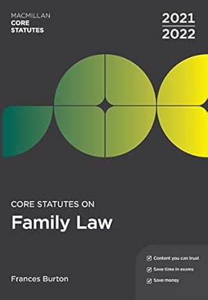 Bild des Verkufers fr Core Statutes on Family Law 2021-22: 45 (Macmillan Core Statutes) zum Verkauf von WeBuyBooks