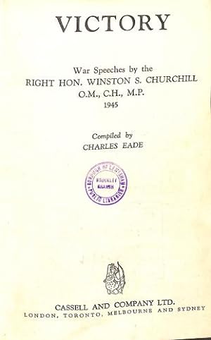 Bild des Verkufers fr Victory. War Speeches By Winston Churchill.Compiled By Charles Eade. zum Verkauf von WeBuyBooks
