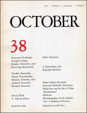 Bild des Verkufers fr October, No. 38 (Fall 1986) zum Verkauf von Specific Object / David Platzker